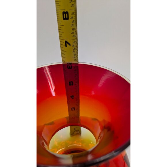 Blenko Tangerine Amberina Blown Glass Panel Vase Vintage Art Glass Decoration - Picture 7 of 10